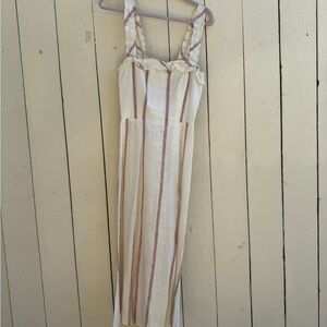 Reformation Cream and Pink Striped Maxi Dress